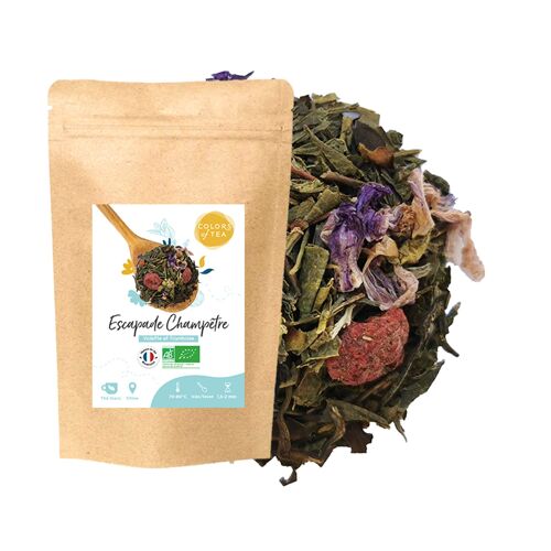 Escapade Champêtre, Blend de thé blanc et vert floral — Violette et framboise - 50g
