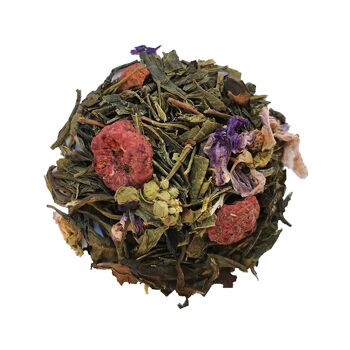 Escapade Champêtre, Blend de thé blanc et vert floral — Violette et framboise - 50g 3