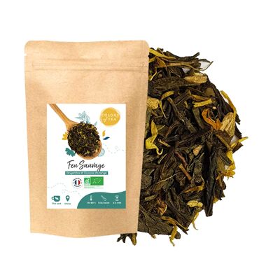 Feu sauvage, Tè verde con spezie e agrumi - Zenzero e scorze di Arancia - 100g