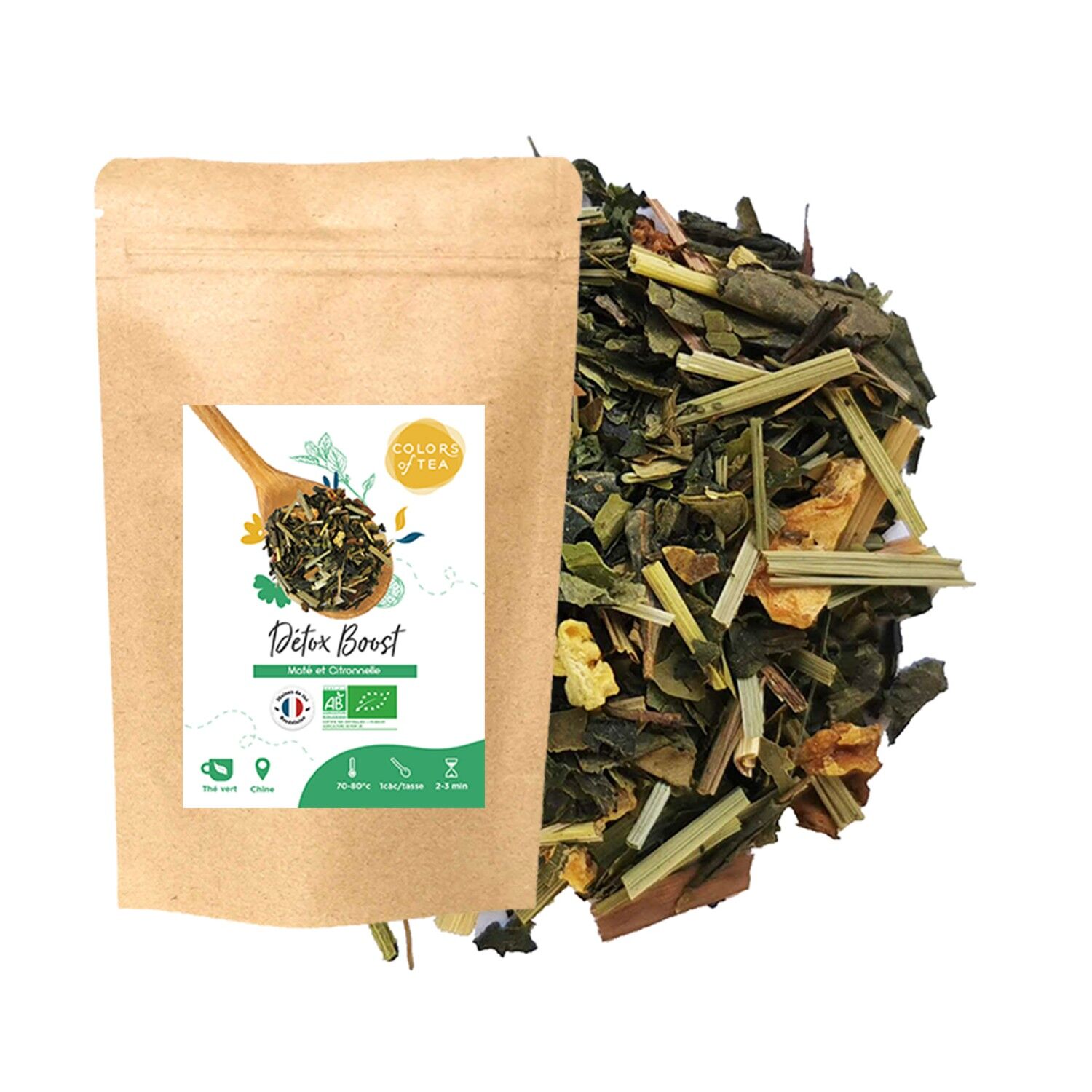 Detox Boost, Grüntee und Detox Mate Mischung - Zitronengras - 500g