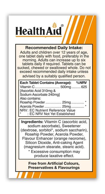 Vitamine C 500mg Comprimés à Croquer - 60 Comprimés 3