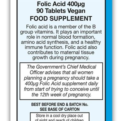 Folic Acid 400µg Tablets - 270 Tablets
