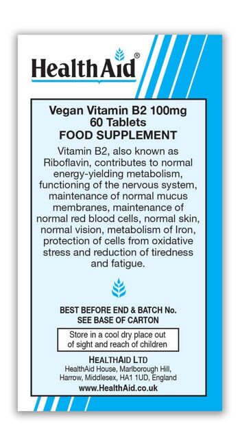 Comprimés de vitamine B2 100 mg (riboflavine) 2