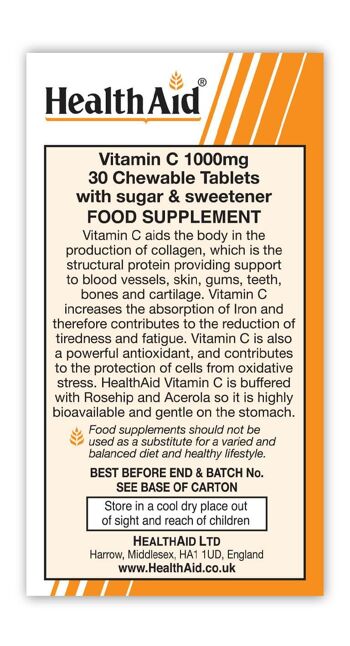 Vitamine C 1000mg Comprimés à Croquer - 100 Comprimés 2