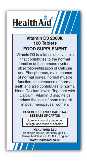 Comprimés de vitamine D3 2000iu 2