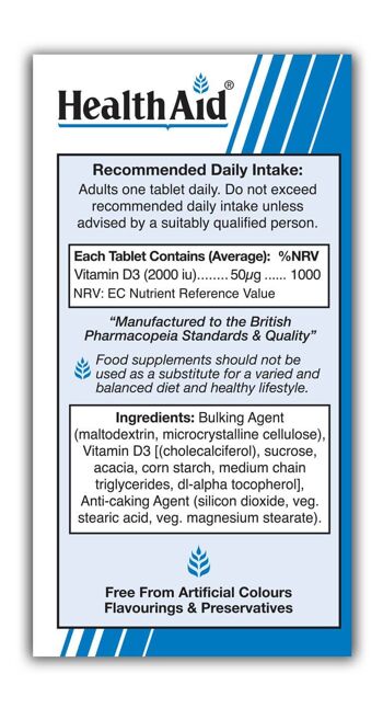 Comprimés de vitamine D3 2000iu 3