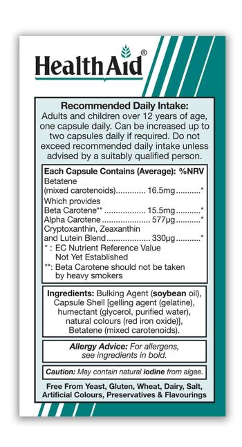 Bêta-carotène (caroténoïdes naturels mélangés) 15 mg 3