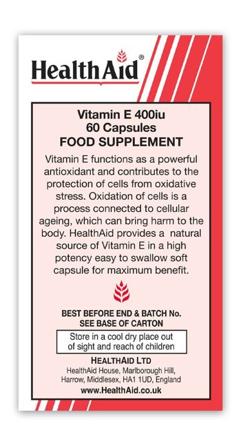 Vitamine E 400iu Vegicaps - 60 Capsules 5