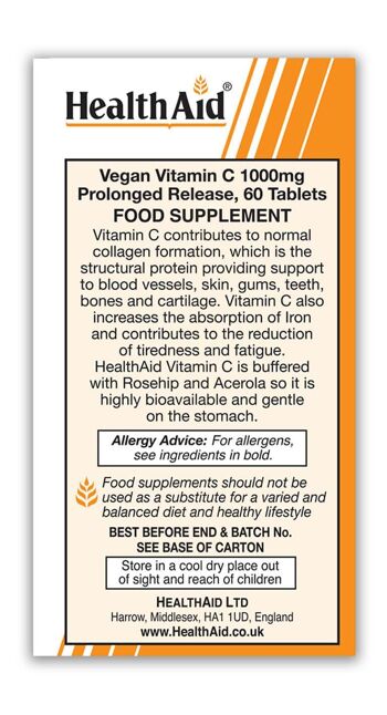 Vitamine C 1000mg Comprimés à Libération Prolongée - 60 Comprimés 2