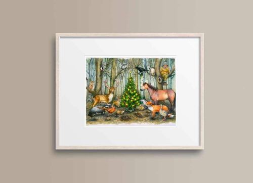 Woodland Scene Art Print - Unframed - A3 size (432mm x 297mm)