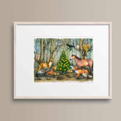 Stampa artistica di scena del bosco - senza cornice - formato A3 (432 mm x 297 mm)