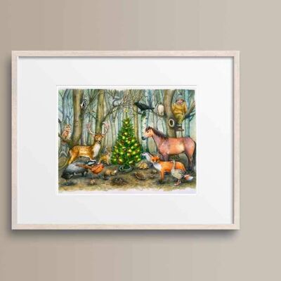 Stampa artistica di scena del bosco - senza cornice - formato A3 (432 mm x 297 mm)