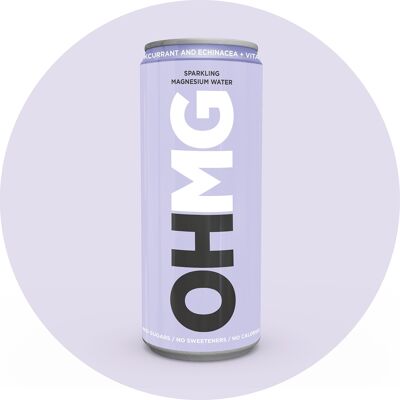 OHMG SPARKLING MAGNESIUM WATER | BLACKCURANT & ECHINACEA + VITAMIN C | 12 x 330ML CANS OF SPARKLING  WATER