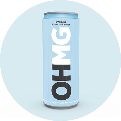 OHMG SPARKLING MAGNESIUM WATER | PLAIN | 12 x 330ML CANS OF SPARKLING WATER