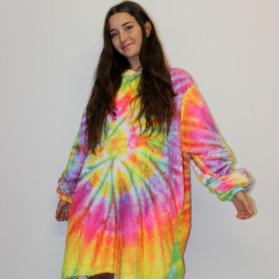 Rainbow spiral cosy hoodie blanket