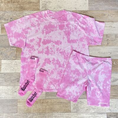 Pink Cloud Tee Cycle Shorts & Sock Combo