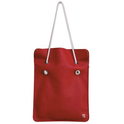 DIVINE TOTEBAG BAG IN RUBY SMOOTH LEATHER - SNOW HANDLE