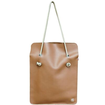 DIVINE SMOOTH LEATHER BAG - GRIZZLY - GREGE HANDLE