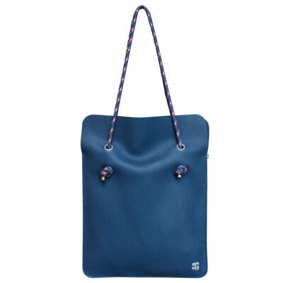 DIVINE Totebag BAG SMOOTH BLUE DENIM LEATHER - CAPTAIN INK HANDLE