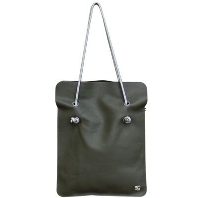 SAD Totebag DIVINE SMOOTH LEATHER FOREST GREEN - HANDLE SILVER