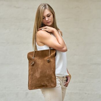 SAC Totebag DIVINE CUIR SUEDE CIGARE -  ANSE VISON 3