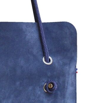 SAC Totebag CUIR SUEDE BLEUET - ANSE ENCRE 2