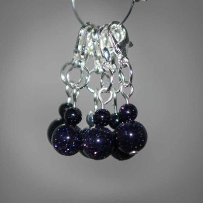 Blue Goldstone Stitch Markers - Clasps