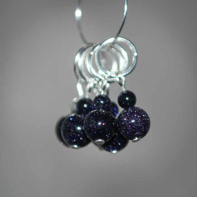 Blue Goldstone Stitch Markers - Hoops