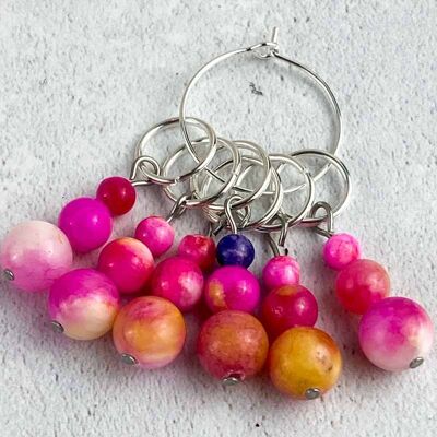 Jade Stitch Markers - 3 bead pinks