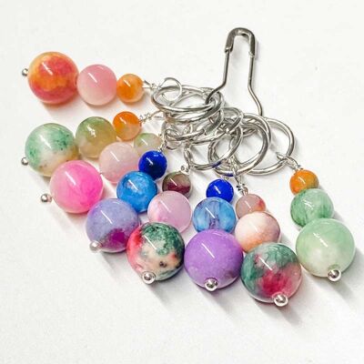Jade Stitch Markers - 3 bead multicolour