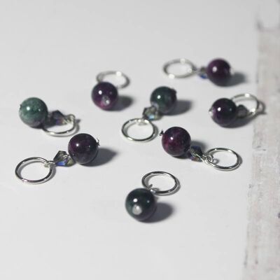 Jade Stitch Markers - Purple & Teal