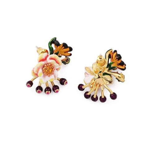 Handmade Gold-plated enamel flower earrings with S925 stud