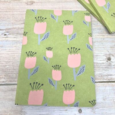 Cuadernos libres de árboles hechos a mano, hechos con papel de algodón (verde) A6