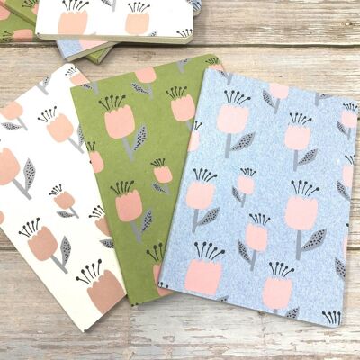 Handmade Tree Free Notebooks, Made with Cotton Paper (Set of 3 Mixed Colours) A6