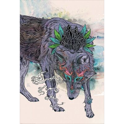 Laminated poster: Wolf drawing 61cm x 91cm