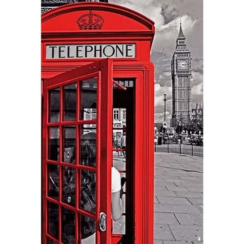 Poster plastifié: LONDRE CABINE TELEPHONIQUE 61cm x 91cm