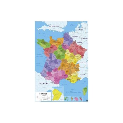 Póster laminado: Mapa de Francia 61cm x 91cm