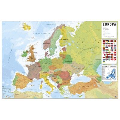 Poster laminato: Mappa dell'Europa 61 cm x 91 cm