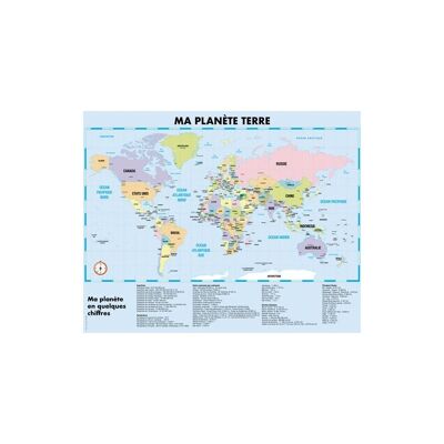 Póster plastificado educativo: Mapa del mundo 40cm x 50cm