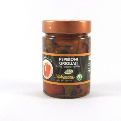 ORGANIC GRILLED PEPPERS IN EXTRA VIRGIN OLIVE OIL 300g