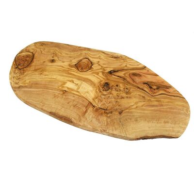 Planche à découper ou à servir RUSTIQUE (longueur : env. 25 - 29 cm), bois d'olivier