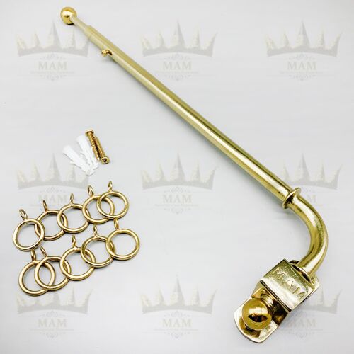 Extendable Brass Door Drapery Arm - With Metal Rings (x10)