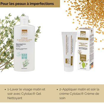 Gel Nettoyant régulateur Anti-imperfections - CYTOLAC®  250 ml - Lutte contre l'excès de sébum et nettoie la peau en douceur. 5