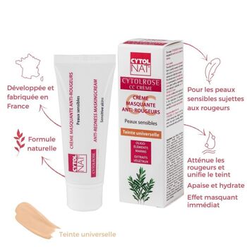 Crème teintée - CYTOLROSE® CC Crème, Crème teintée masquante anti-rougeurs 40ml - Pour retrouver un teint uniforme avec des rougeurs estompées. 3