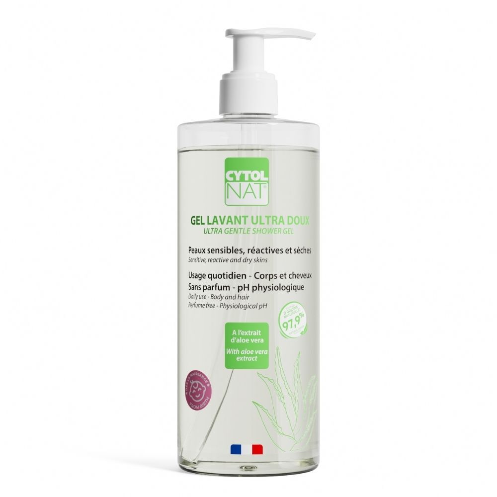 CYTOLNAT - Ultra Gentle Cleansing Gel - For cleaning sensitive and fragile skin for the whole family (Face, body, hair, Adult, child, infant) - 500ml).