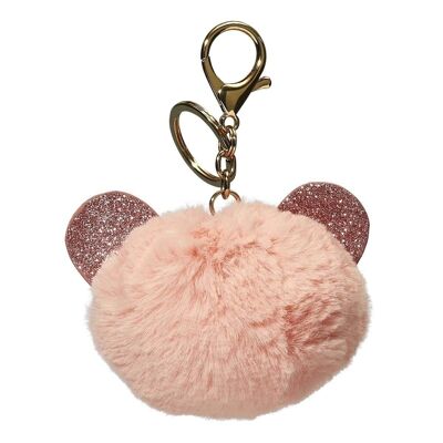 Porte cles peluche cocooning - ours rose