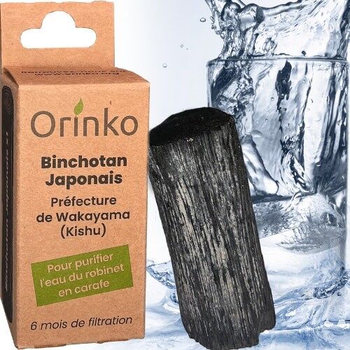Binchotan Japonais de Kishu Bio 1X (25G) | Chêne Ubame de Wakayama - Authentique Charbon Actif Binchotan Traditionnel du Japon pour Purification d'eau en Carafe