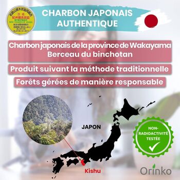 Binchotan Japonais de Kishu Bio 5X (125G, 25G x 5) | Chêne Ubame de Wakayama - Authentique Charbon Actif Binchotan Traditionnel du Japon pour Purification d'eau en Carafe 6