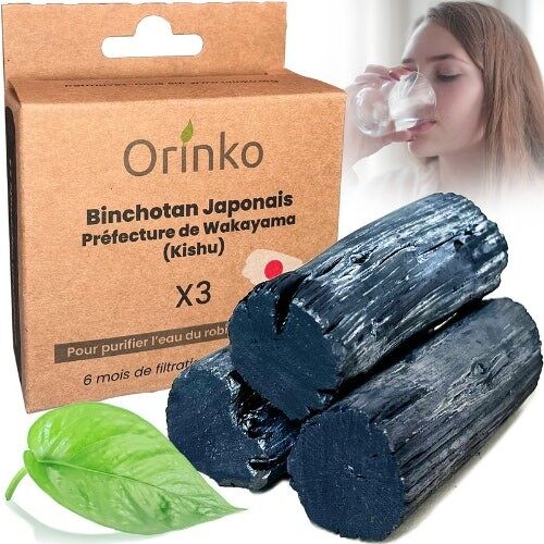 Binchotan de Kishu x3 (75G, 25G x 3) | Puissant Purificateur d'Eau - Chêne Ubame de Wakayama - Authentique Charbon Actif Binchotan Traditionnel du Japon pour Purification d'eau en Carafe