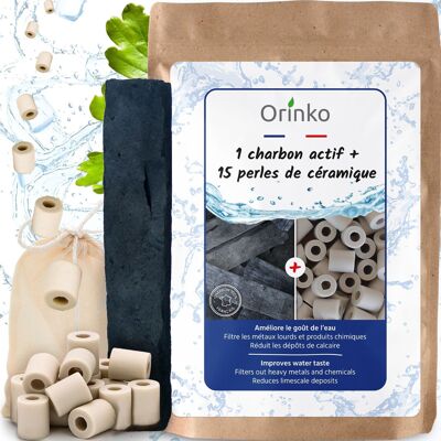 Carbone attivo 100% francese X1 + 15 perle di ceramica grigia
